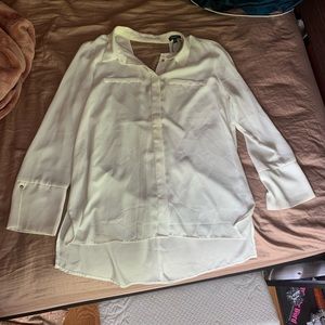 Dynamite button-down blouse with cut-out back